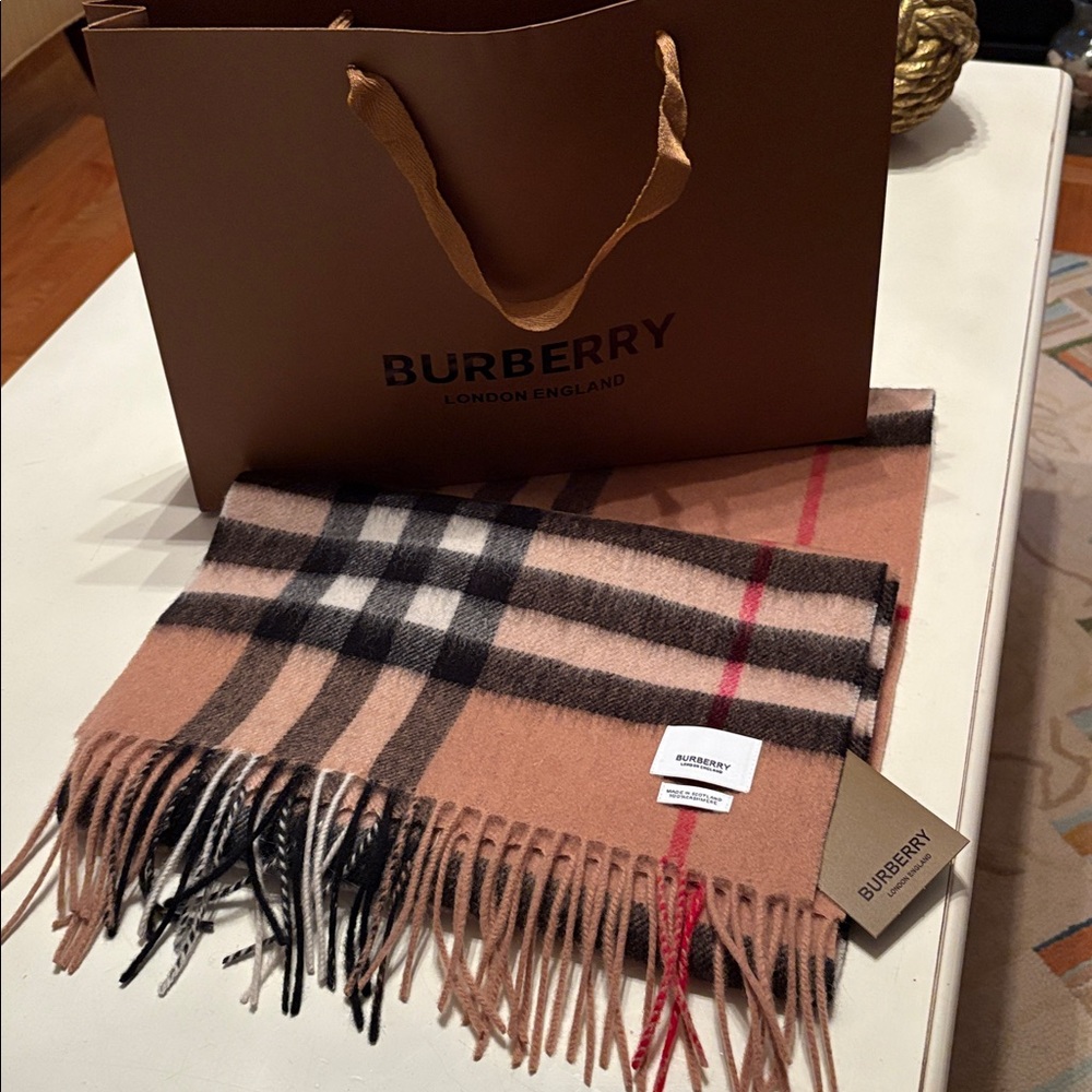 Burberry Cashmere Scarf made in Scotland (NWT)  74” includes shopping bag - Picture 4 of 8